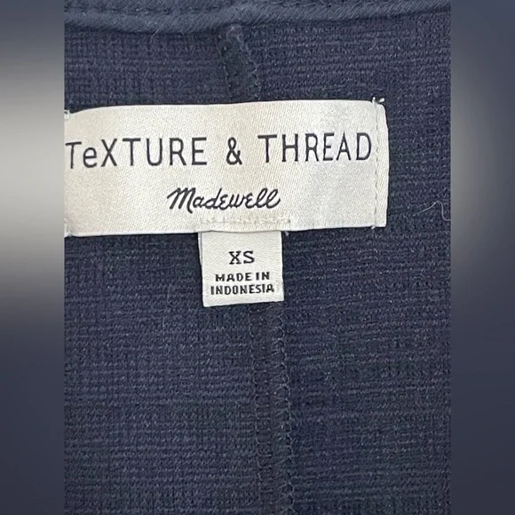 Madewell Crosshatch Side-Tie Dress XS In Navy Blue - Picture 7 of 10